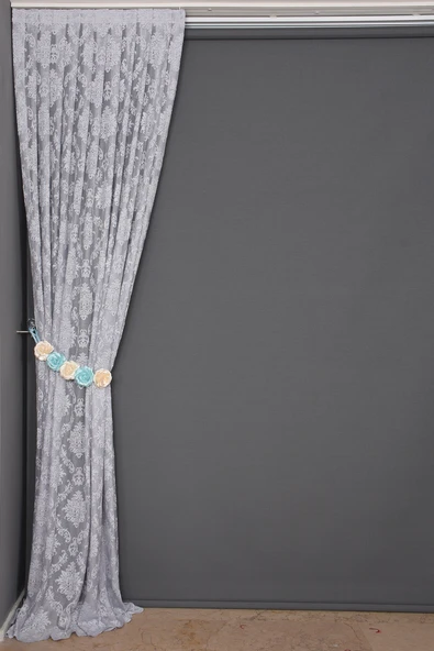 DAMAKS GRİ RENK TEK KANAT Hazır dikilmiş Pileli Fon Perde 75*260 cm - Resim 6