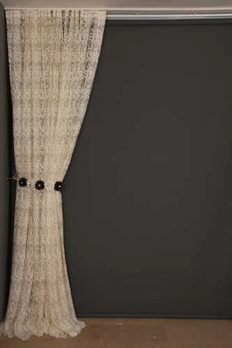 ŞAL MODEL KREM RENK TEK KANAT Hazır dikilmiş Pileli Fon Perde 300*260 cm - Resim 6