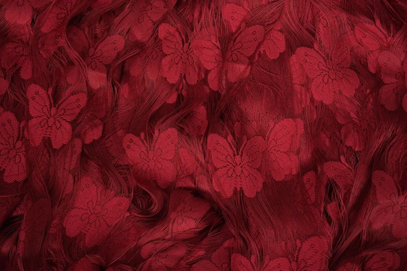 KELEBEK  MODEL BORDO RENK İP PERDE HAZIR DÜĞMELERİ DİKİLMİŞ İP PERDE 300*280 cm - Resim 5