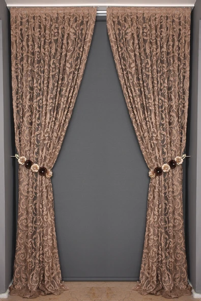 SULTAN 2 VİZON RENK TEK KANAT Hazır dikilmiş Pileli Fon Perde 75*260 cm ürün görseli