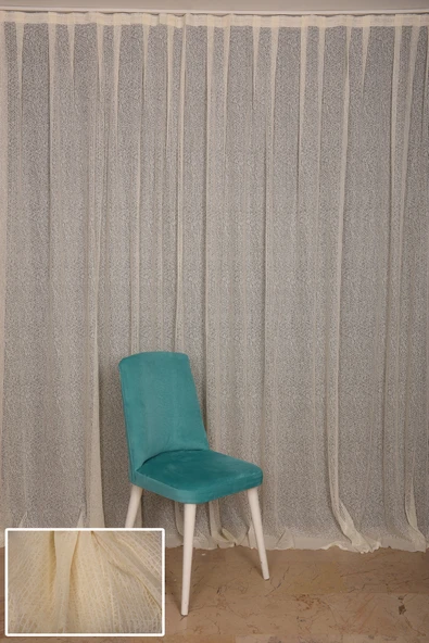 ÇİZGİLİ MODEL KREM RENK TEK KANAT Hazır dikilmiş Pileli Fon Perde 300*260 cm ürün görseli 1