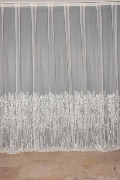 SELVİ DESEN KREM RENK TEK KANAT Hazır dikilmiş Pileli Fon Perde 300*260 cm - Resim 2