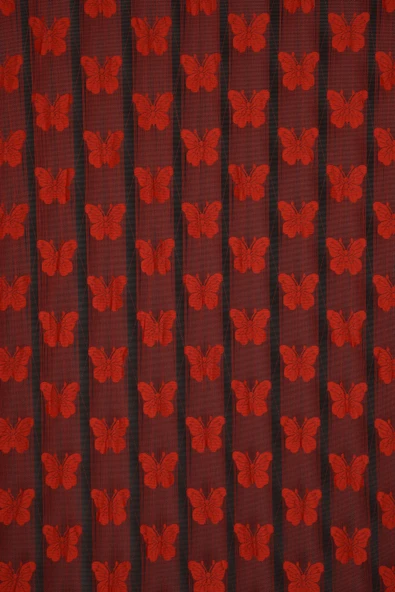 KELEBEK BİRLEŞİK MODEL KIRMIZI RENK HAZIR İP PERDE 300*270 ürün görseli