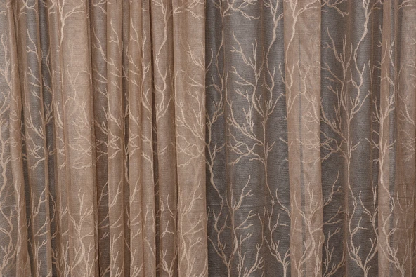 GRANİT MODEL VİZON RENK TEK KANAT Dikilmiş Pileli Fon Perde 300*260 Cm - Resim 3