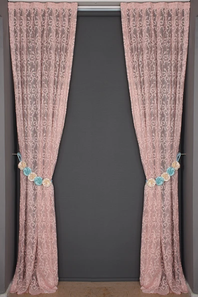 ŞAL MODEL PUDRA RENK TEK KANAT Hazır dikilmiş Pileli Fon Perde 75*260 cm - Resim 5