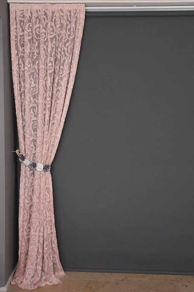 SULTAN 2 PUDRA RENK TEK KANAT Hazır dikilmiş Pileli Fon Perde 75*260 cm - Resim 3