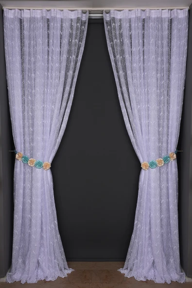 KUŞ MODEL KIRIK BEYAZ RENK TEK KANAT Dikilmiş Pileli Fon Perde 300*260 Cm ürün görseli 1