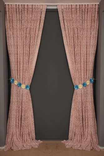 ŞAL MODEL PUDRA RENK TEK KANAT Hazır dikilmiş Pileli Fon Perde 300*260 cm - Resim 8