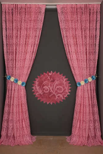 ŞAL MODEL PEMBE RENK TEK KANAT Hazır dikilmiş Pileli Fon Perde 300*260 cm - Resim 8