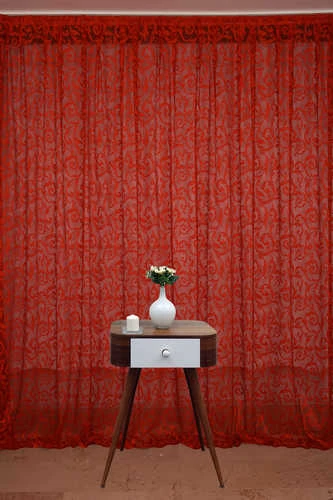 SULTAN 2 MODEL KIRMIZI RENK TEK KANAT Hazır dikilmiş Pileli Fon Perde 300*260 cm ürün görseli 1