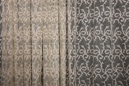 ŞAL MODEL KREM RENK TEK KANAT Hazır dikilmiş Pileli Fon Perde 300*260 cm - Resim 3