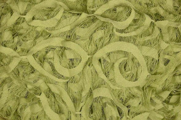 VAKKO  MODEL YEŞİL RENK İP PERDE HAZIR DÜĞMELERİ DİKİLMİŞ İP PERDE 300*270 cm - Resim 5