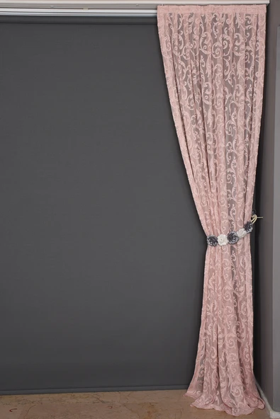 SULTAN 2 PUDRA RENK TEK KANAT Hazır dikilmiş Pileli Fon Perde 75*260 cm - Resim 4