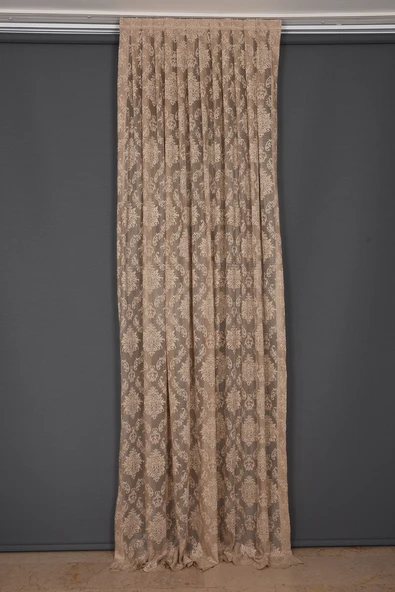 DAMAKS VİZON RENK TEK KANAT Hazır dikilmiş Pileli Fon Perde 75*260 cm - Resim 3