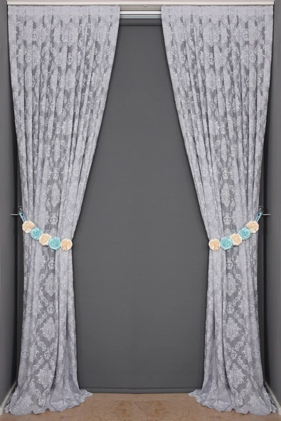 DAMAKS GRİ RENK TEK KANAT Hazır dikilmiş Pileli Fon Perde 75*260 cm - Resim 5