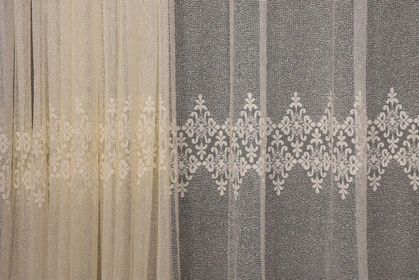 GÖBEKLİ MODEL KREM RENK TEK KANAT Hazır dikilmiş Pileli Fon Perde 300*260 cm - Resim 5