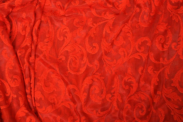 SULTAN 2 KIRMIZI RENK TEK KANAT Hazır dikilmiş Pileli Fon Perde 75*260 cm - Resim 2