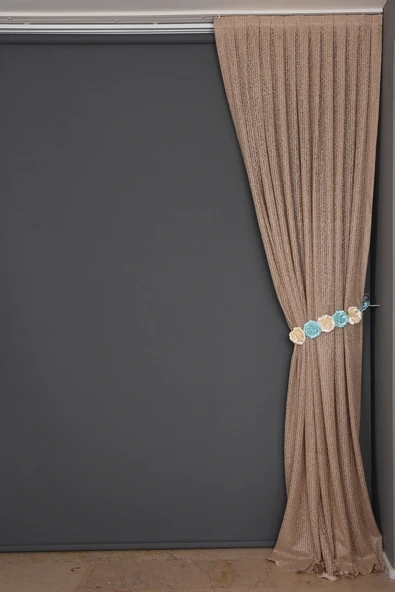 ÇİZGİLİ VİZON RENK TEK KANAT Hazır dikilmiş Pileli Fon Perde 75*260 cm - Resim 7