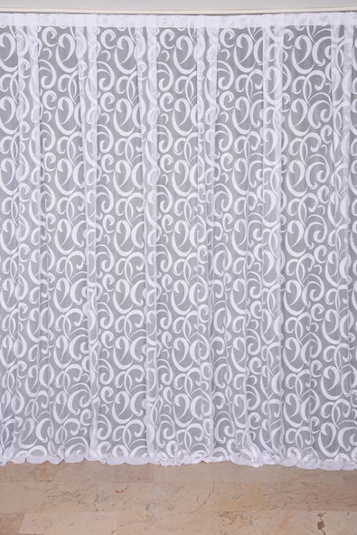 AY MODELİ BEYAZ RENK TEK KANAT Hazır Dikilmiş Pileli Fon Perde 300*260 Cm - Resim 2