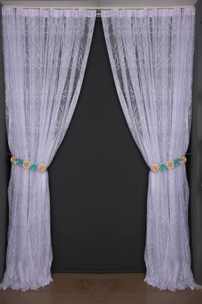 GRANİT MODEL KIRIK BEYAZ RENK TEK KANAT Dikilmiş Pileli Fon Perde 300*260 Cm - Resim 7