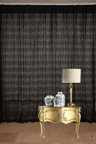 ŞAL MODEL SİYAH RENK TEK KANAT Hazır dikilmiş Pileli Fon Perde 300*260 cm ürün görseli