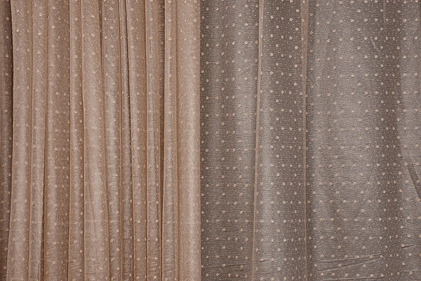 SEYREK NOKTALI MODEL VİZON RENK TEK KANAT Hazır Pileli Fon Perde 300*260 - Resim 5