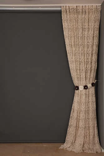 ŞAL MODEL VİZON RENK TEK KANAT Hazır dikilmiş Pileli Fon Perde 300*260 cm - Resim 7