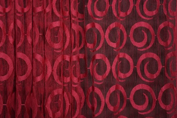 VAKKO  MODEL FUŞYA RENK İP PERDE HAZIR DÜĞMELERİ DİKİLMİŞ İP PERDE 300*270 cm - Resim 3