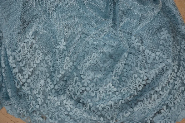 GÖBEKLİ MODEL MAVİ RENK TEK KANAT Hazır dikilmiş Pileli Fon Perde 300*260 cm - Resim 8