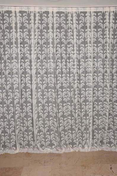 SARMAŞIK KREM RENK TEK KANAT Dikilmiş Pileli Fon Perde 300*260 Cm - Resim 2