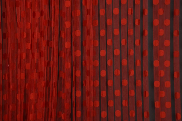 PUANLI MODEL KIRMIZI RENK HAZIR İP PERDE 300*270 cm - Resim 4