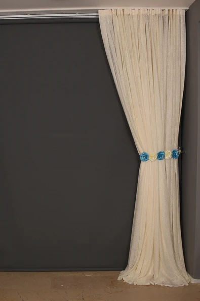 ÇİZGİLİ MODEL KREM RENK TEK KANAT Hazır dikilmiş Pileli Fon Perde 300*260 cm - Resim 7