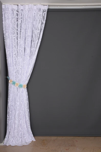AY MODELİ BEYAZ RENK TEK KANAT Hazır Dikilmiş Pileli Fon Perde 300*260 Cm - Resim 5