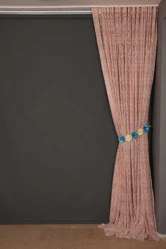 ŞAL MODEL PUDRA RENK TEK KANAT Hazır dikilmiş Pileli Fon Perde 300*260 cm - Resim 7