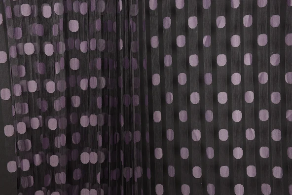 PUANLI ÇİFT RENK LİLA İP PERDE HAZIR DÜĞMELERİ DİKİLMİŞ İP PERDE 300*270 cm - Resim 4