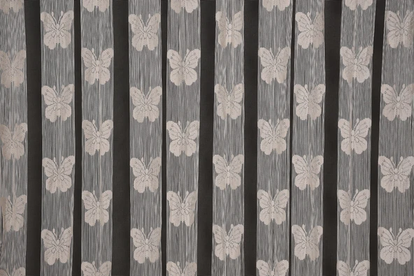 KELEBEK  MODEL KREM RENK İP PERDE HAZIR DÜĞMELERİ DİKİLMİŞ İP PERDE 300*270 cm ürün görseli