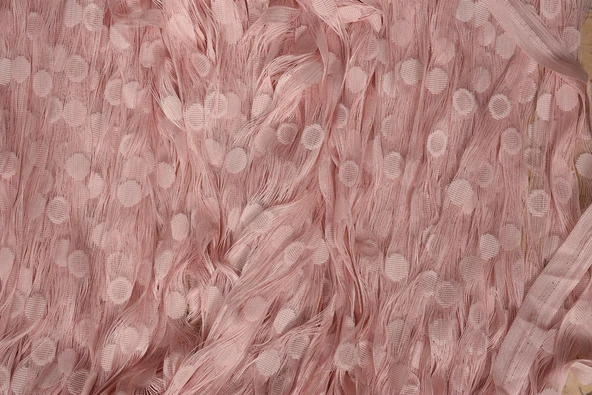 KÜÇÜK PUANLI MODEL PUDRA RENK HAZIR İP PERDE 300*280 cm - Resim 5