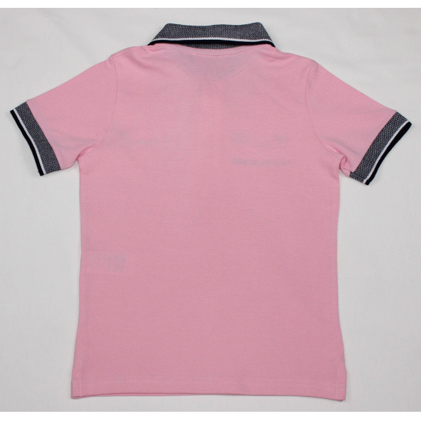 North Star Fashion Polo Yaka Nakışlı Erkek Çocuk T-Shirt Pembe - 3
