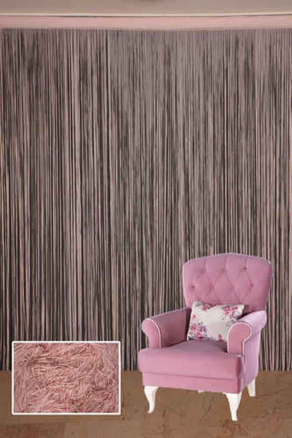 DÜZ İP  MODEL PUDRA RENK HAZIR İP PERDE 300*270 - 2
