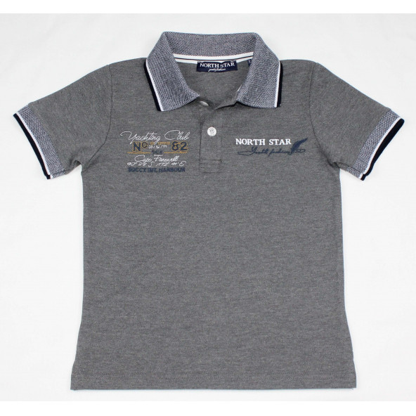 North Star Fashion Polo Yaka Nakışlı Erkek Çocuk T-Shirt Antrasit - 2