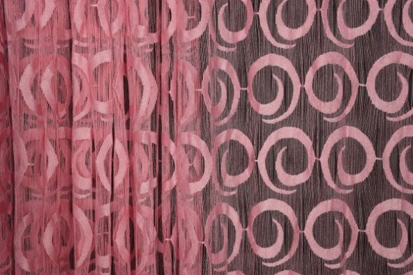VAKKO  MODEL PEMBE RENK İP PERDE HAZIR DÜĞMELERİ DİKİLMİŞ İP PERDE 300*270 cm - 3