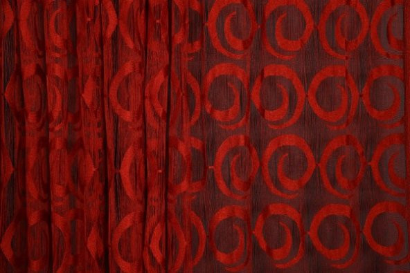 VAKKO  MODEL KIRMIZI RENK İP PERDE HAZIR DÜĞMELERİ DİKİLMİŞ İP PERDE 300*270 cm - 3