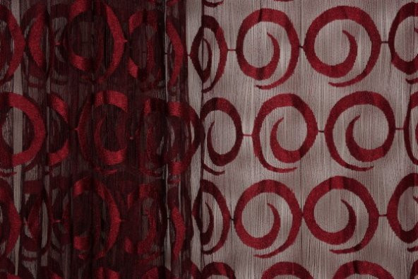 VAKKO  MODEL BORDO RENK İP PERDE HAZIR DÜĞMELERİ DİKİLMİŞ İP PERDE 300*270 cm - 3