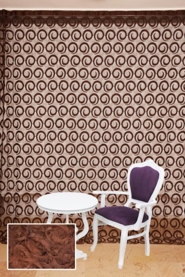 VAKKO  MODEL ACI KAHVE RENK İP PERDE HAZIR DÜĞMELERİ DİKİLMİŞ İP PERDE 300*270 cm - 3