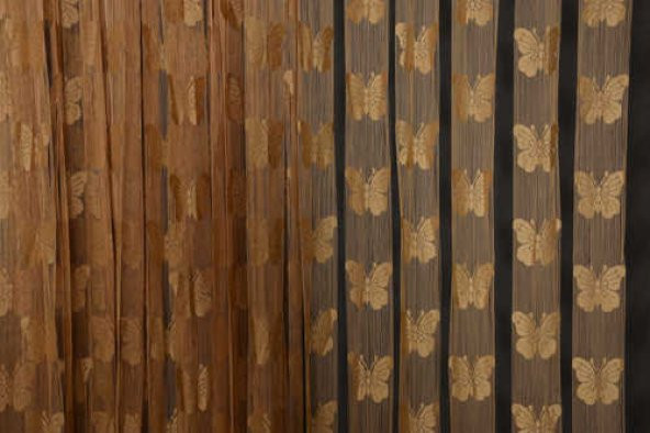 KELEBEK  MODEL GOLD RENK İP PERDE HAZIR DÜĞMELERİ DİKİLMİŞ İP PERDE 300*270 cm - 5
