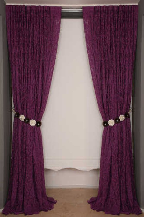SULTAN 2 MODEL MOR RENK TEK KANAT Hazır dikilmiş Pileli Fon Perde 300*260 cm - 8