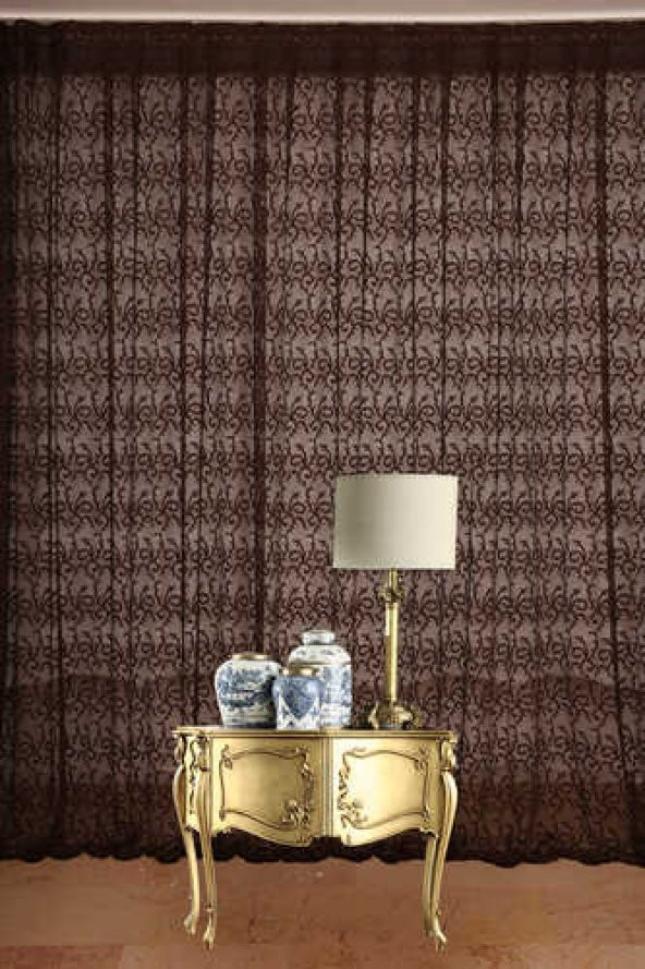 ŞAL MODEL ACI KAHVE RENK TEK KANAT Hazır dikilmiş Pileli Fon Perde 300*260 cm