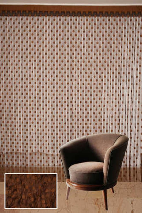 PUANLI MODEL ACI KAHVE RENK HAZIR İP PERDE 300*280 cm