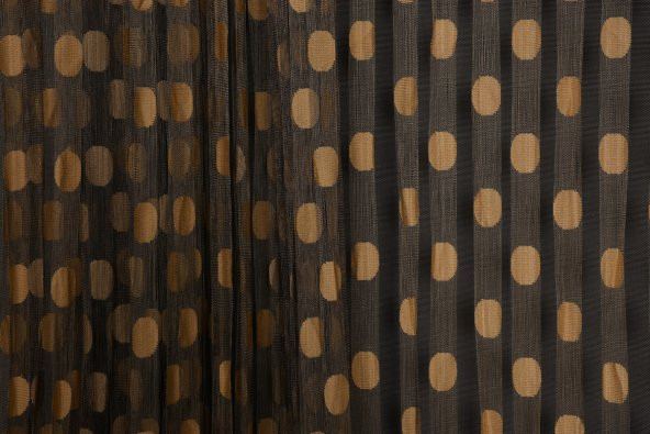 PUANLI ÇİFT RENK GOLD İP PERDE HAZIR DÜĞMELERİ DİKİLMİŞ İP PERDE 300*270 cm - 4