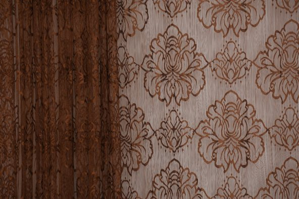 ÖRÜMCEK  MODEL ACI KAHVE RENK İP PERDE HAZIR DÜĞMELERİ DİKİLMİŞ İP PERDE 300*270 cm - 3